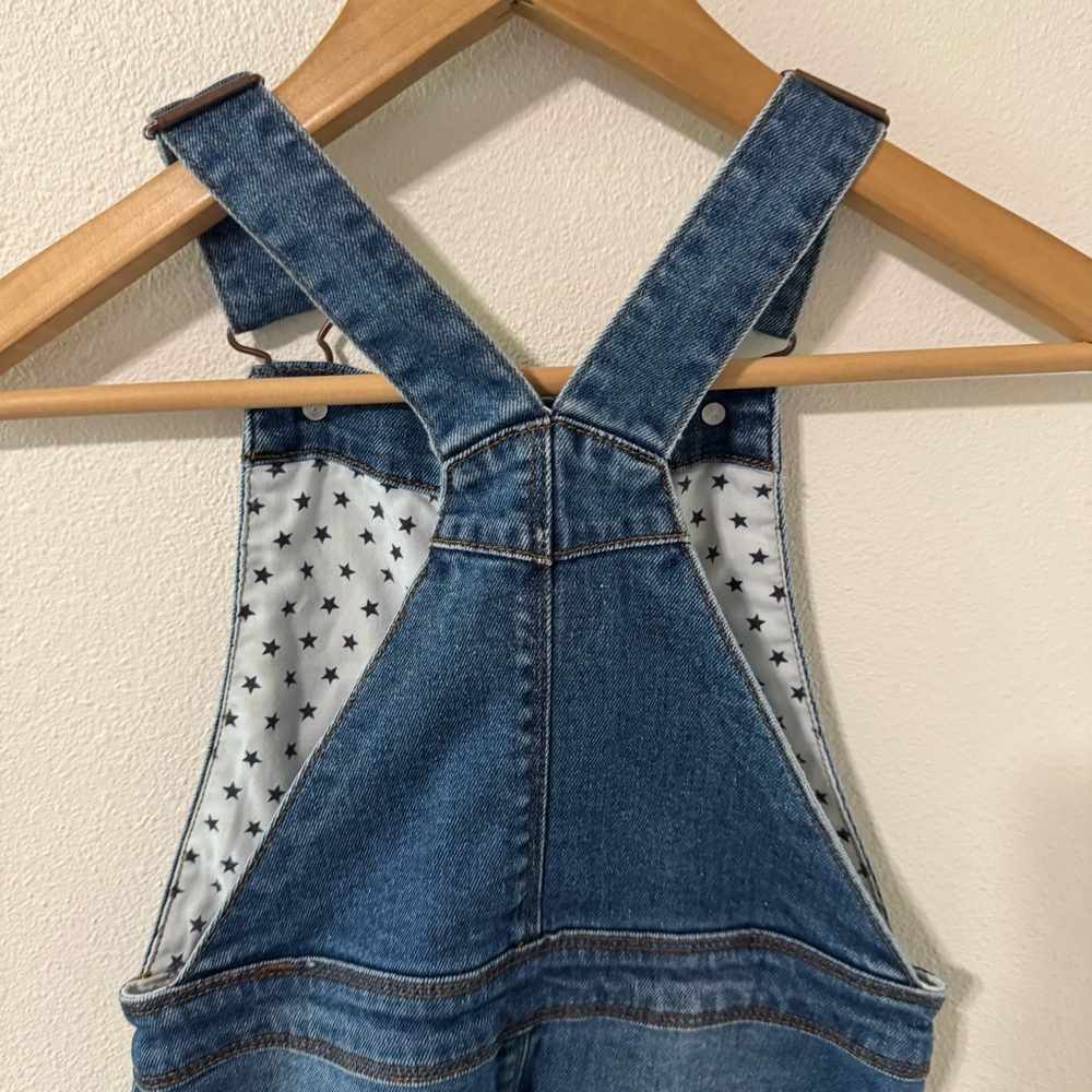 Mini Boden Button Through Dungaree Dress Blue Stretch Denim Overall Western 7-8Y - Picture 6 of 9